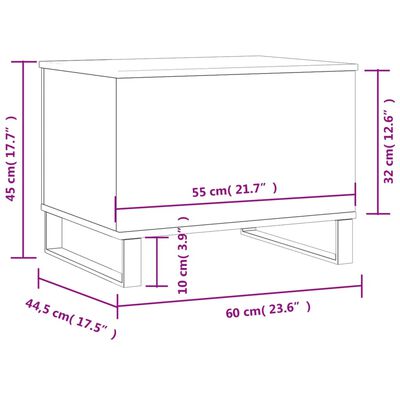 vidaXL Mesa de centro 60x44,5x45 cm derivados de madeira cinza sonoma