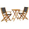 vidaXL 3 pcs conjunto de bistr&ocirc; polipropileno/madeira maci&ccedil;a preto