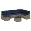 vidaXL Conjunto de Sof&aacute; de Jardim 8 pcs Cinza e Azul Marinho vime PE