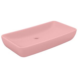vidaXL Lavat&oacute;rio luxuoso retangular 71x38 cm cer&acirc;mica rosa mate