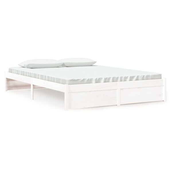 vidaXL Estrutura de cama 160x200 cm madeira maci&ccedil;a branco