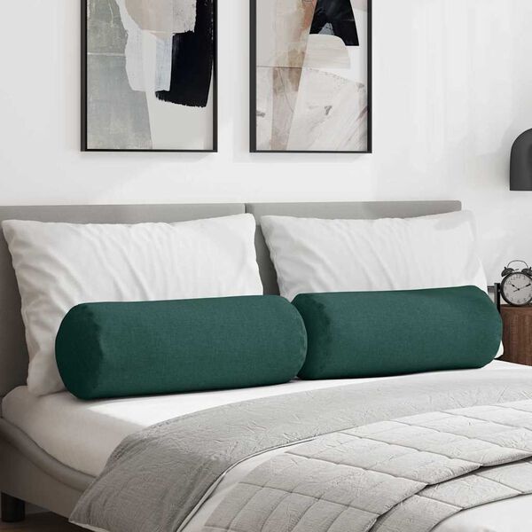 vidaXL Almofadas de Apoio 2 pcs Verde Escuro &Oslash; 25 x 70 cm tecido