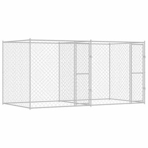 vidaXL Jaula para c&atilde;o Prateado 400 x 200 x 200 cm A&ccedil;o Galvanizado