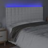 vidaXL Cabeceira cama c/ LED couro artificial 160x5x118/128 cm branco