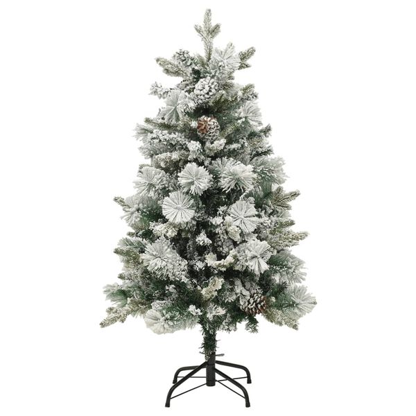 vidaXL &Aacute;rvore de Natal pr&eacute;-iluminada c/ flocos neve e pinhas PVC/PE