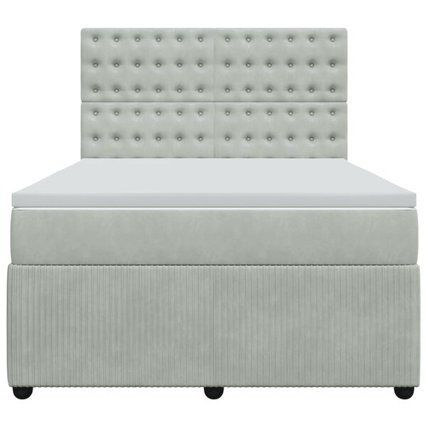 vidaXL Cama com molas/colch&atilde;o 160x200 cm veludo cinzento-claro