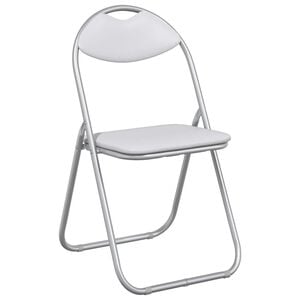 vidaXL Cadeira Dobr&aacute;vel 8 unid. Couro Sint&eacute;tico Branco e Cinza