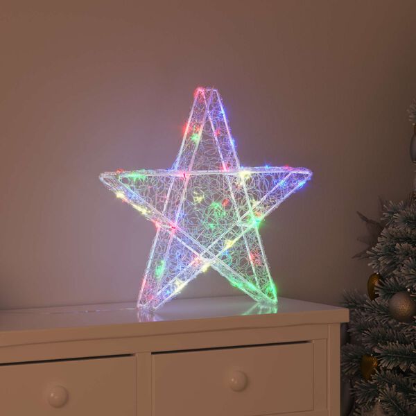 vidaXL Estrela 3D com 50 LEDs Multicolor 55 x 53,5 x 10 cm Acr&iacute;lo