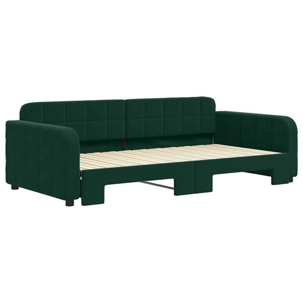 vidaXL Sof&aacute;-cama com gavet&atilde;o 100x200 cm veludo verde-escuro
