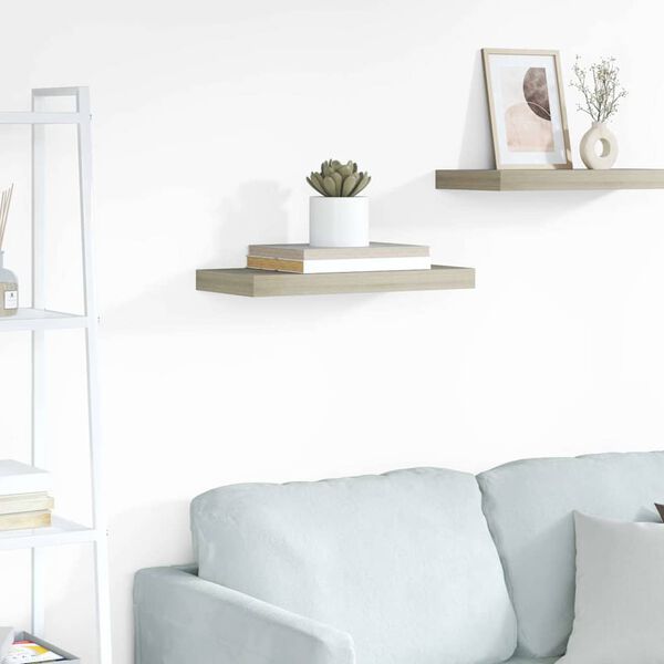 vidaXL Prateleira de parede suspensa 50x23x3,8 cm MDF cor carvalho