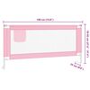 vidaXL Barra de seguran&ccedil;a p/ cama infantil tecido 190x25 cm rosa
