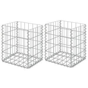 vidaXL Cestos gabi&atilde;o 2 pcs a&ccedil;o galvanizado 30x30x40 cm