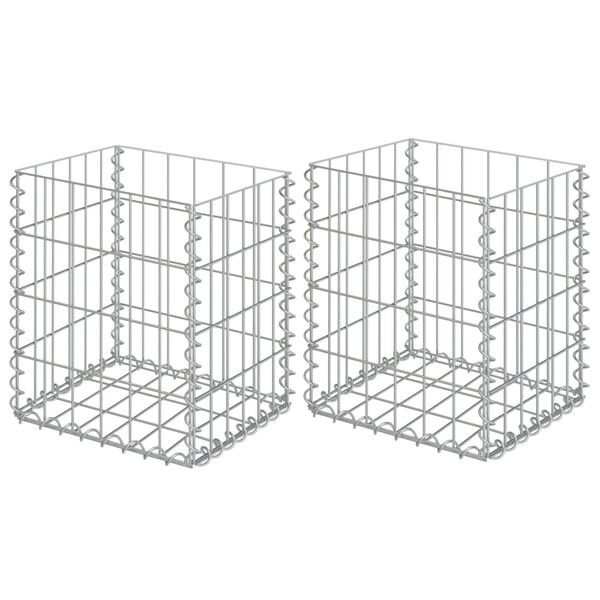 vidaXL Cestos gabi&atilde;o 2 pcs a&ccedil;o galvanizado 30x30x40 cm