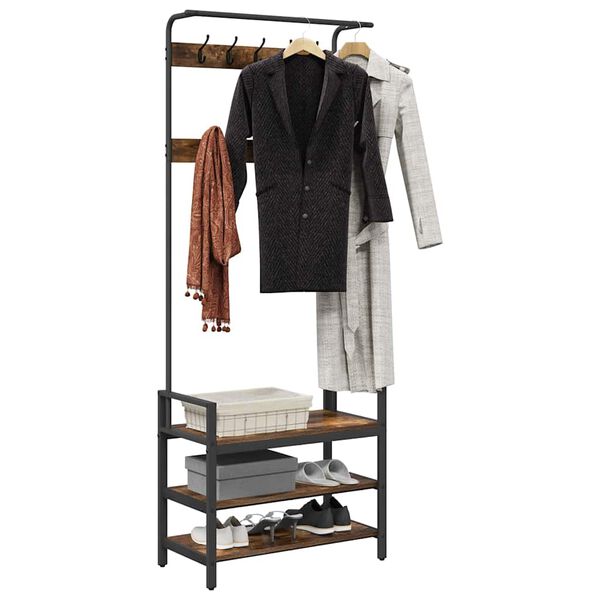 vidaXL Cabideiro Carvalho Defumado 75 x 34 x 184 cm Madeira processada