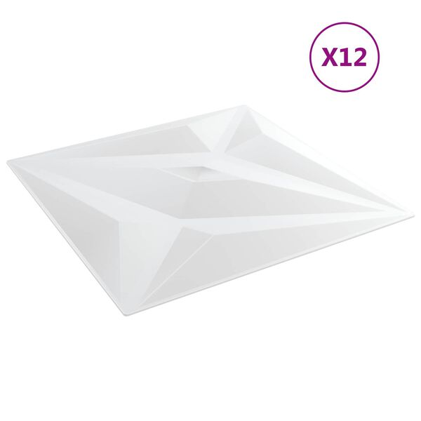 vidaXL Pain&eacute;is de parede 12 pcs Estrela Branca 50 x 50 cm Espuma XPS