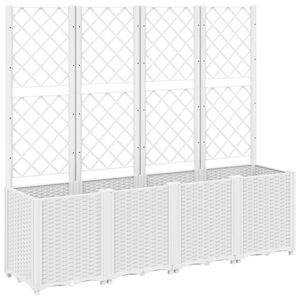vidaXL Vaso/floreira de jardim c/ treli&ccedil;a 160x40x140 cm PP branco