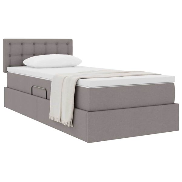 vidaXL Cama com arruma&ccedil;&atilde;o e colch&atilde;o Cinzento-acastanhado 100 x 200 cm