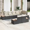 vidaXL Conjunto de Sof&aacute; de Jardim 8 pcs Preto e Creme Polirattan