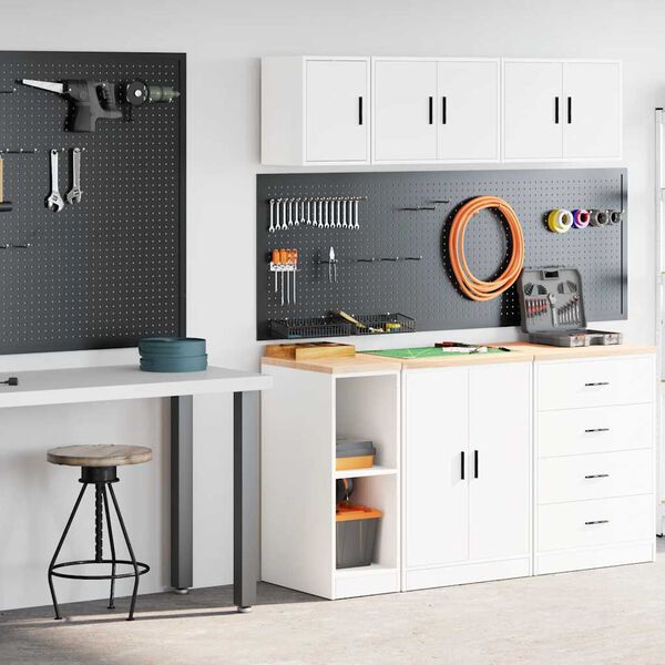 vidaXL Arm&aacute;rios de garagem 2 pcs derivados de madeira branco