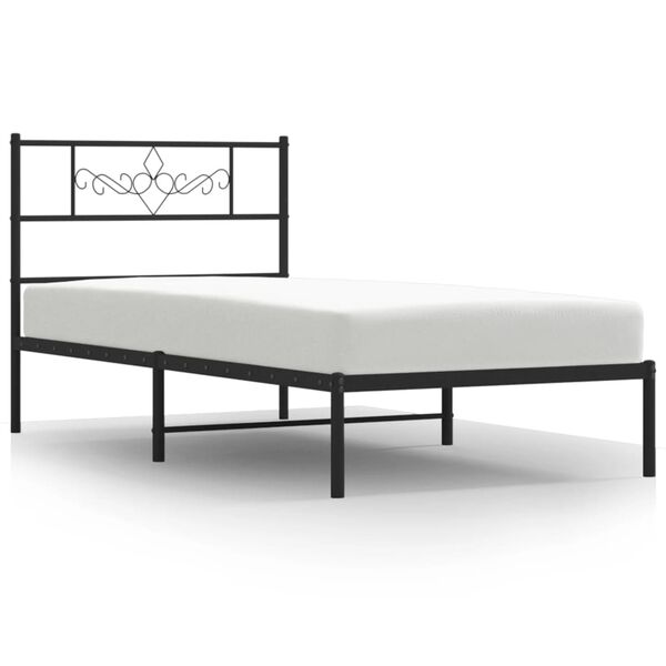 vidaXL Estrutura de cama com cabeceira 107x203 cm metal preto