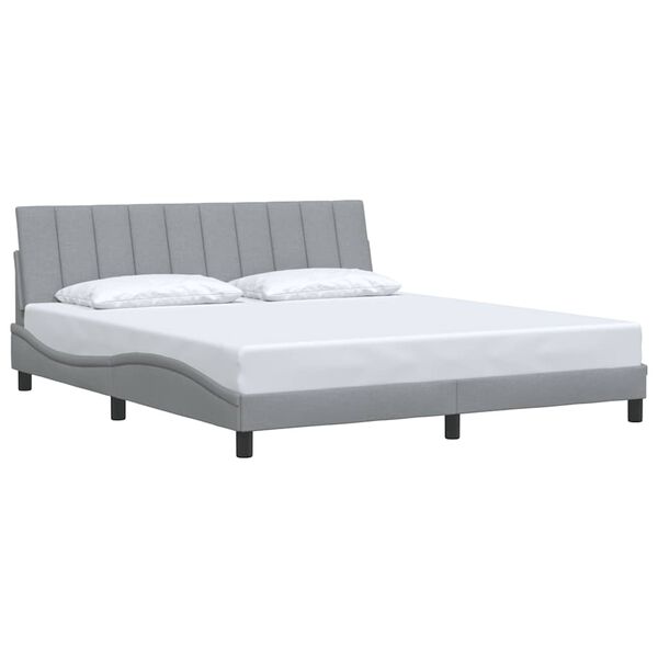 vidaXL Estrutura de cama sem colch&atilde;o Hanko 180x200 cm tecido cinzento-claro