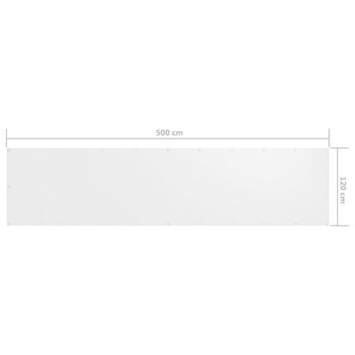 vidaXL Tela de varanda 120x500 cm tecido Oxford branco