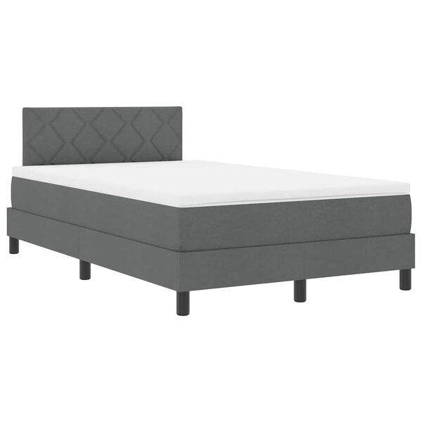 vidaXL Cama Box com colch&atilde;o Cinzento escuro 120 x 200 cm tecido