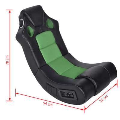 vidaXL Cadeira de balanço musical de couro artificial preto verde