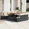 vidaXL Conjunto de Jantar para Jardim com almofada 9 pcs Preto e Creme