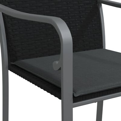 vidaXL Cadeiras jardim c/ almofadões 2 pcs 56x59x84 cm vime PE preto