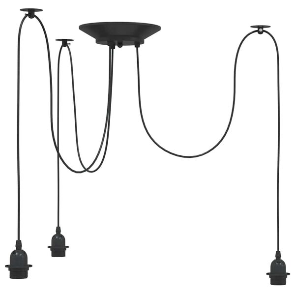 vidaXL Candeeiro suspenso com 3 porta-lâmpadas E27 metal preto