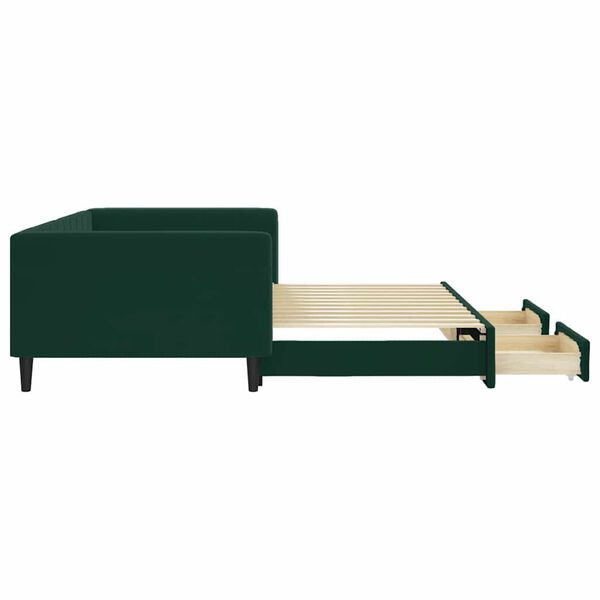 vidaXL Sof&aacute;-cama c/ gavet&atilde;o e gavetas 100x200 cm veludo verde-escuro