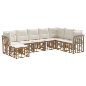 vidaXL Conjunto de Sof&aacute;s para Exterior 8 pcs Natural Poli&eacute;ster