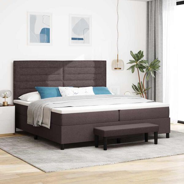 vidaXL Cama Box com colch&atilde;o Marrom Escuro 200 x 200 cm tecido
