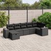 vidaXL 7 pcs conjunto de sof&aacute;s p/ jardim c/ almofad&otilde;es vime PE preto