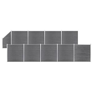 vidaXL Painel veda&ccedil;&atilde;o WPC 9 quadrados + 1 inclinado 1657x186cm cinzento