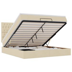 vidaXL Estrutura de cama otomana com colch&atilde;o tecido creme 160x200cm