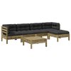 vidaXL 6 pcs conjunto sof&aacute;s de jardim c/ almofad&otilde;es pinho impregnado