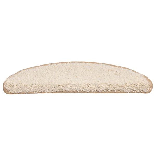 vidaXL Tapetes de escada 30 pe&ccedil;as 56x17x3 cm creme semicircular