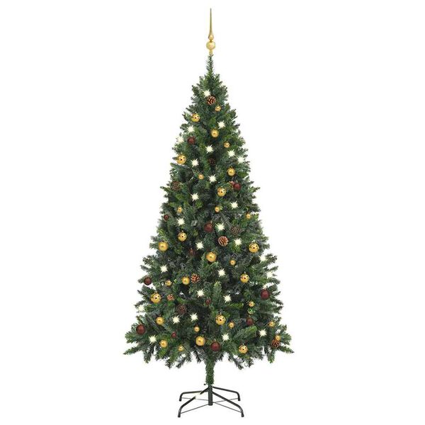 vidaXL &Aacute;rvore Natal artificial pr&eacute;-iluminada c/ bolas 180 cm verde