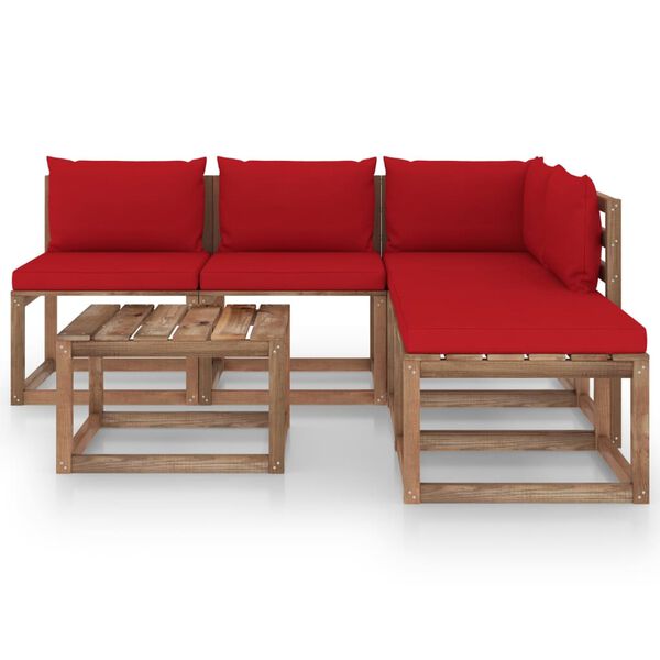 vidaxL 6 pcs conjunto lounge de paletes c/ almofad&otilde;es pinho impregnado