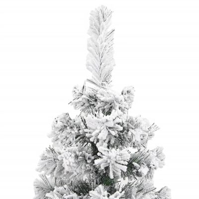 vidaXL Árvore de Natal artificial fina com neve 210 cm PVC verde