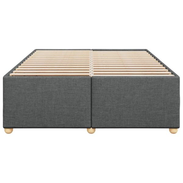 vidaXL Estrutura de cama sem colch&atilde;o 140x190 cm tecido cinzento-escuro