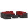 vidaXL 9 pcs conj. lounge jardim + almofad&otilde;es madeira impreg. cinzento