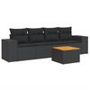 vidaXL 5 pcs conjunto sof&aacute;s de jardim com almofad&otilde;es vime PE preto