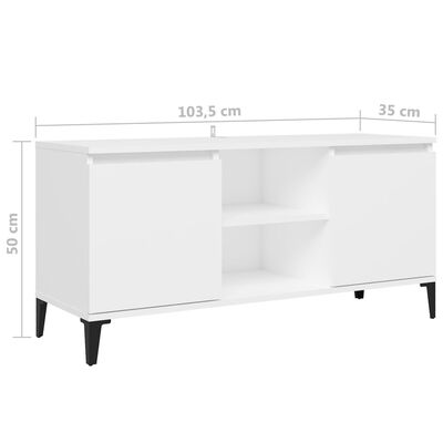 vidaXL Móvel de TV com pernas em metal 103,5x35x50 cm branco