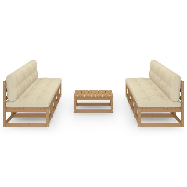 vidaXL 9 pcs conjunto lounge de jardim c/ almofad&otilde;es pinho maci&ccedil;o