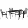 vidaXL Conjunto de Jantar para Jardim 5 pcs Preto A&ccedil;o revestido a p&oacute;