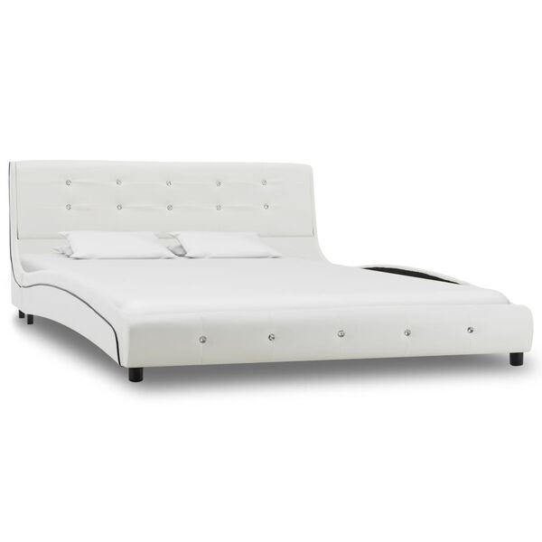 vidaXL Cama + colch&atilde;o espuma mem&oacute;ria 140x200cm couro artificial branco