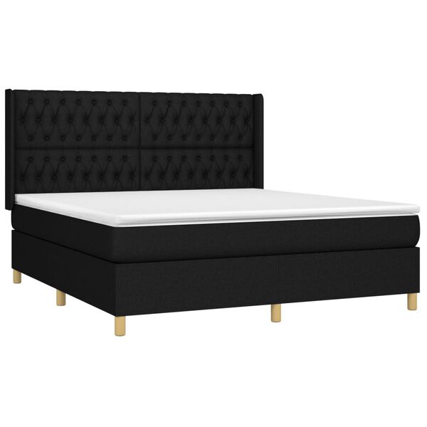 vidaXL Cama box spring c/ colch&atilde;o e LED 180x200 cm tecido preto